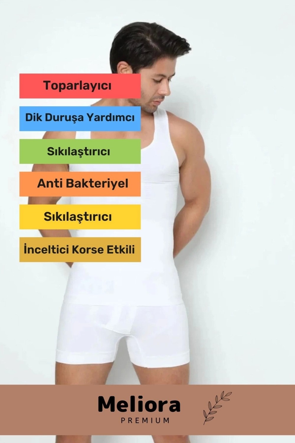 Fantazer Özel Üretim Fit Görünüm Sağlayan Inceltici Rahat Atlet ve Boxer Inceltici Erkek Korse 2'li Set görsel 2