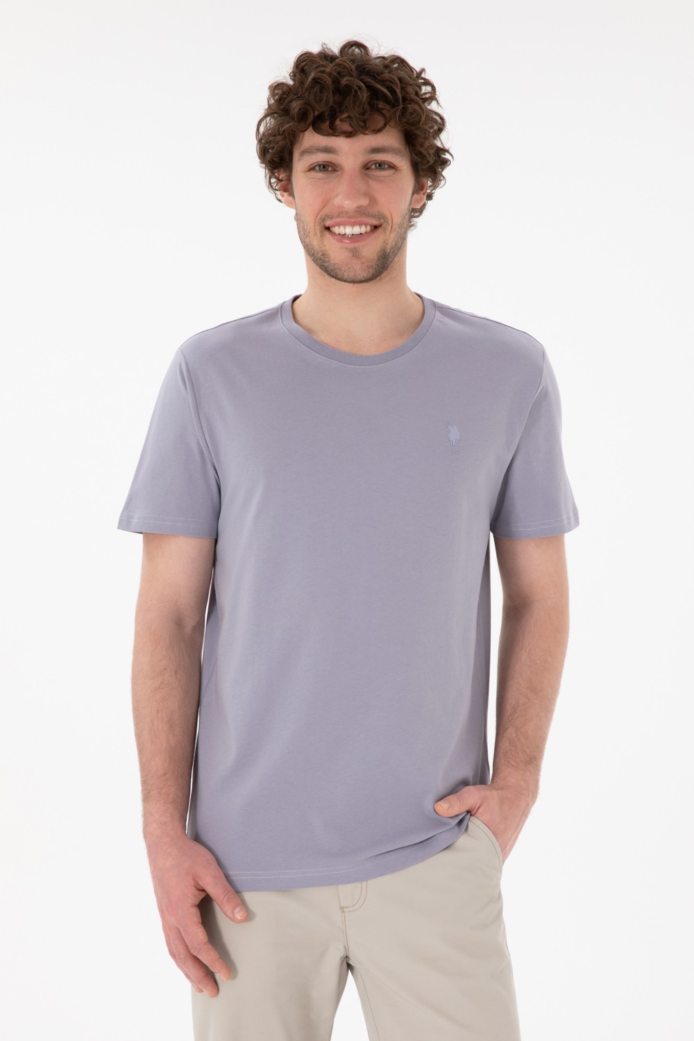 U.S. Polo Assn. Erkek Regular Fit Bisiklet Yaka Taş Basic Tişört 50305924-VR049