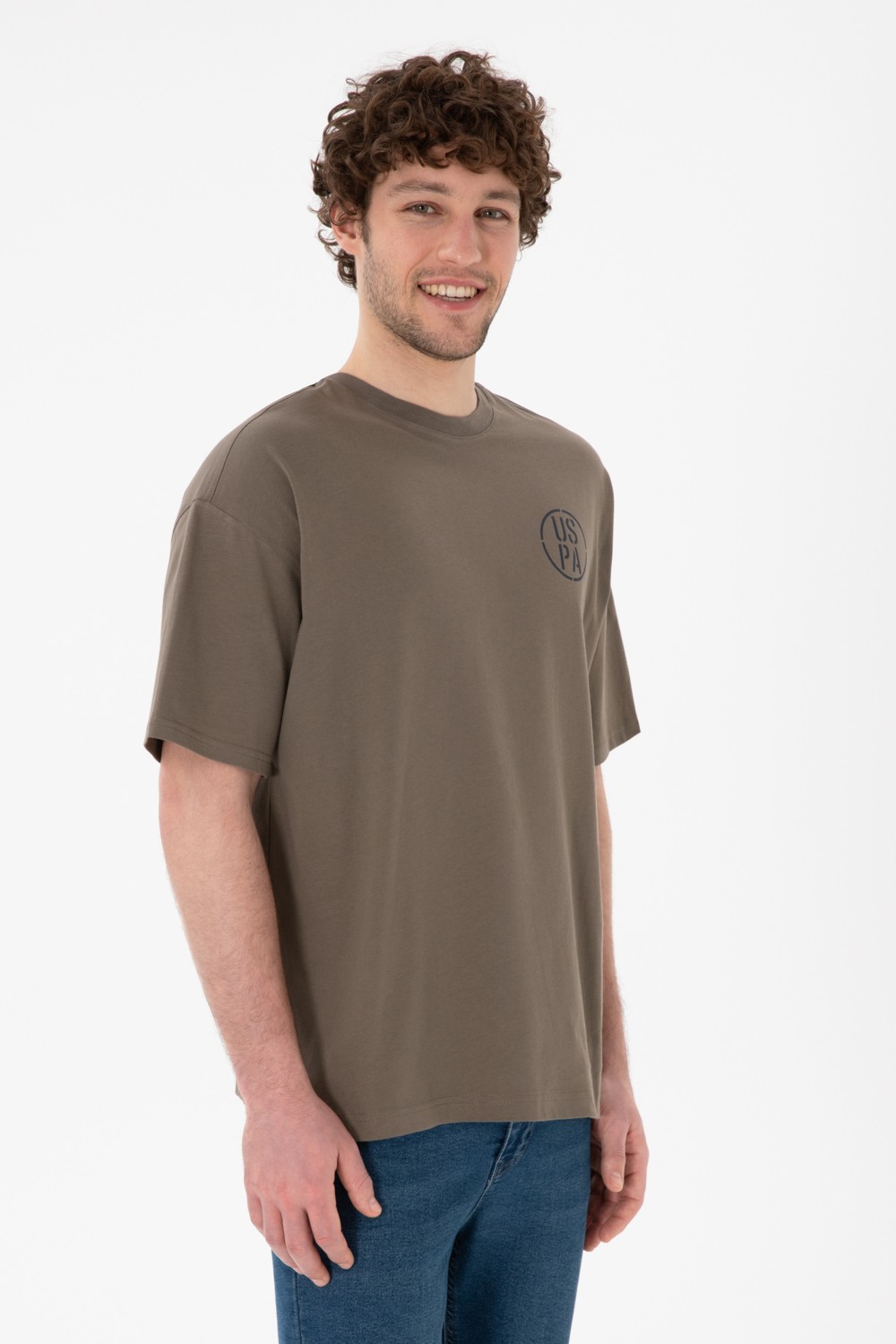 U.S. Polo Assn. Erkek Oversize Fit Bisiklet Yaka Siyah Tişört 50305904-VR046 görsel 2