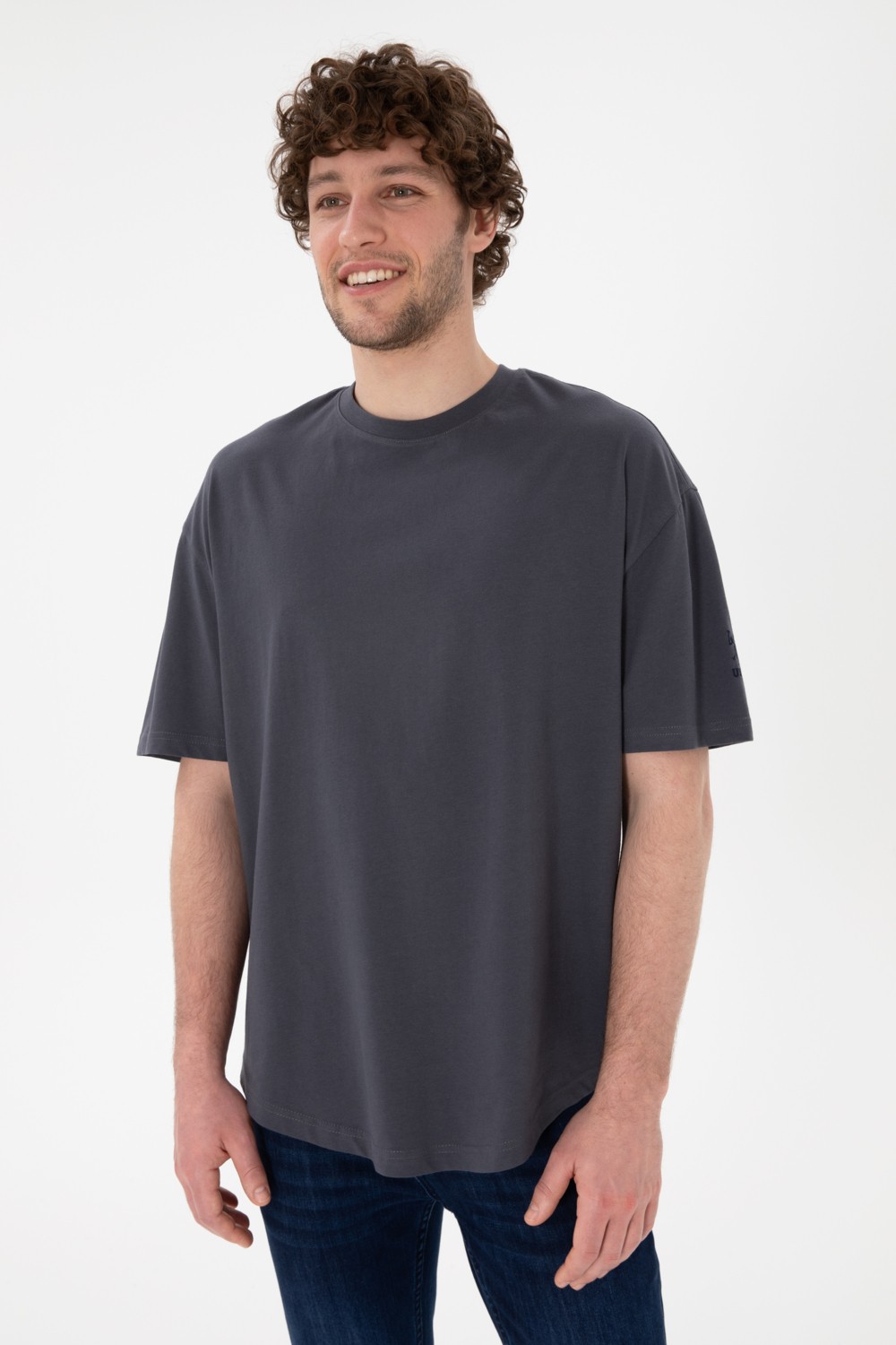 U.S. Polo Assn. Erkek Long Fit Bisiklet Yaka Siyah Basic Tişört 50305988-VR046 görsel 8