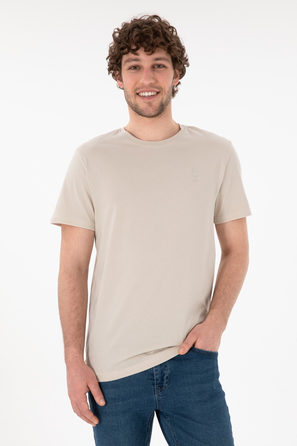 U.S. Polo Assn. Erkek Regular Fit Bisiklet Yaka Taş Basic Tişört 50305924-VR049