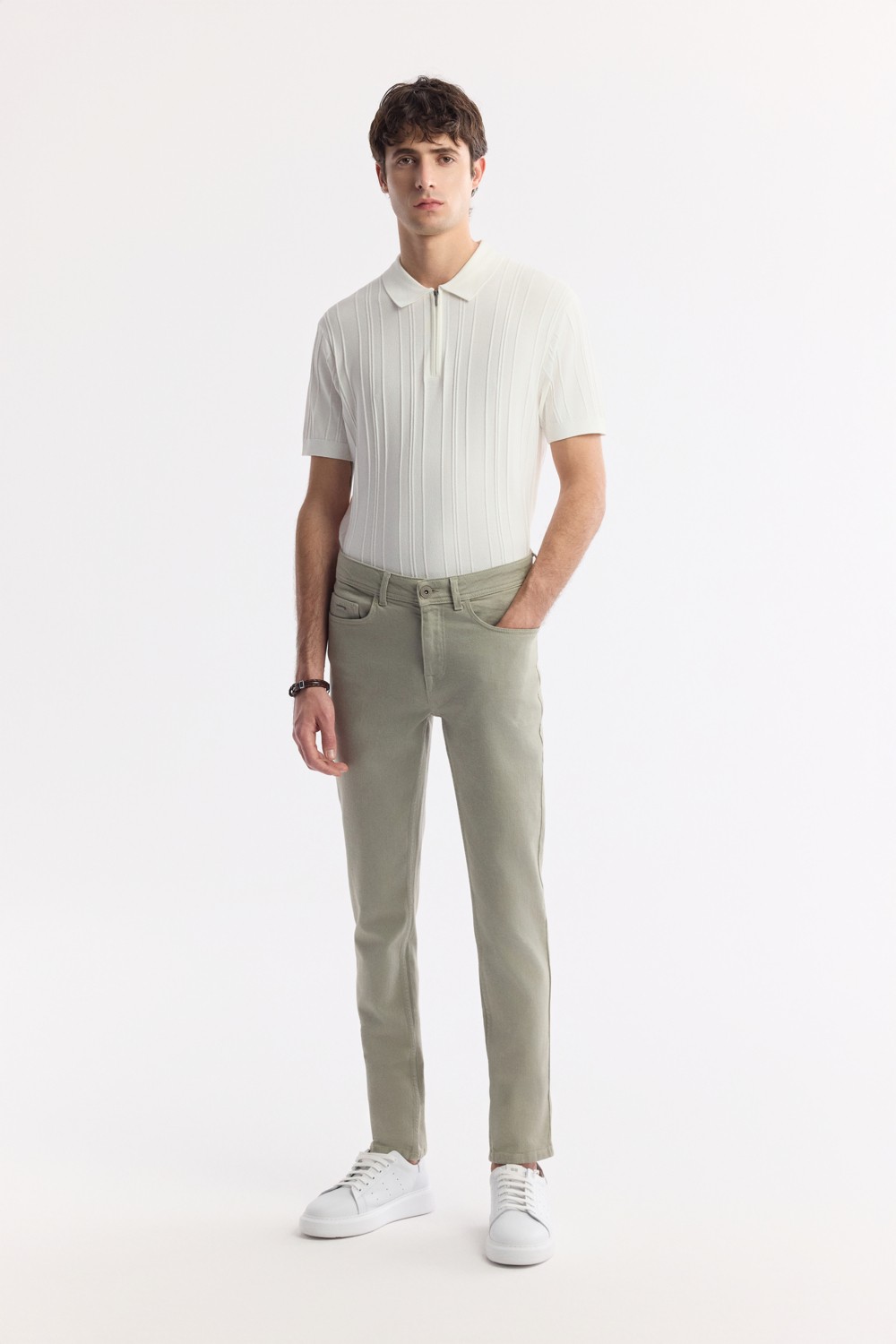 AVVA Erkek Haki Berlin Slim Fit Jean Pantolon %93 Pamuklu Elastan Günlük Kullanım İçin Konforlu A51Y3515