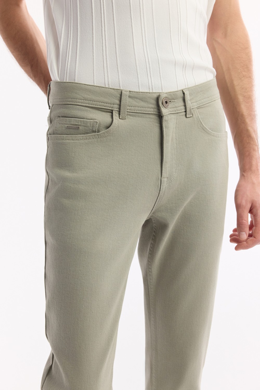AVVA Erkek Haki Berlin Slim Fit Jean Pantolon %93 Pamuklu Elastan Günlük Kullanım İçin Konforlu A51Y3515 görsel 4