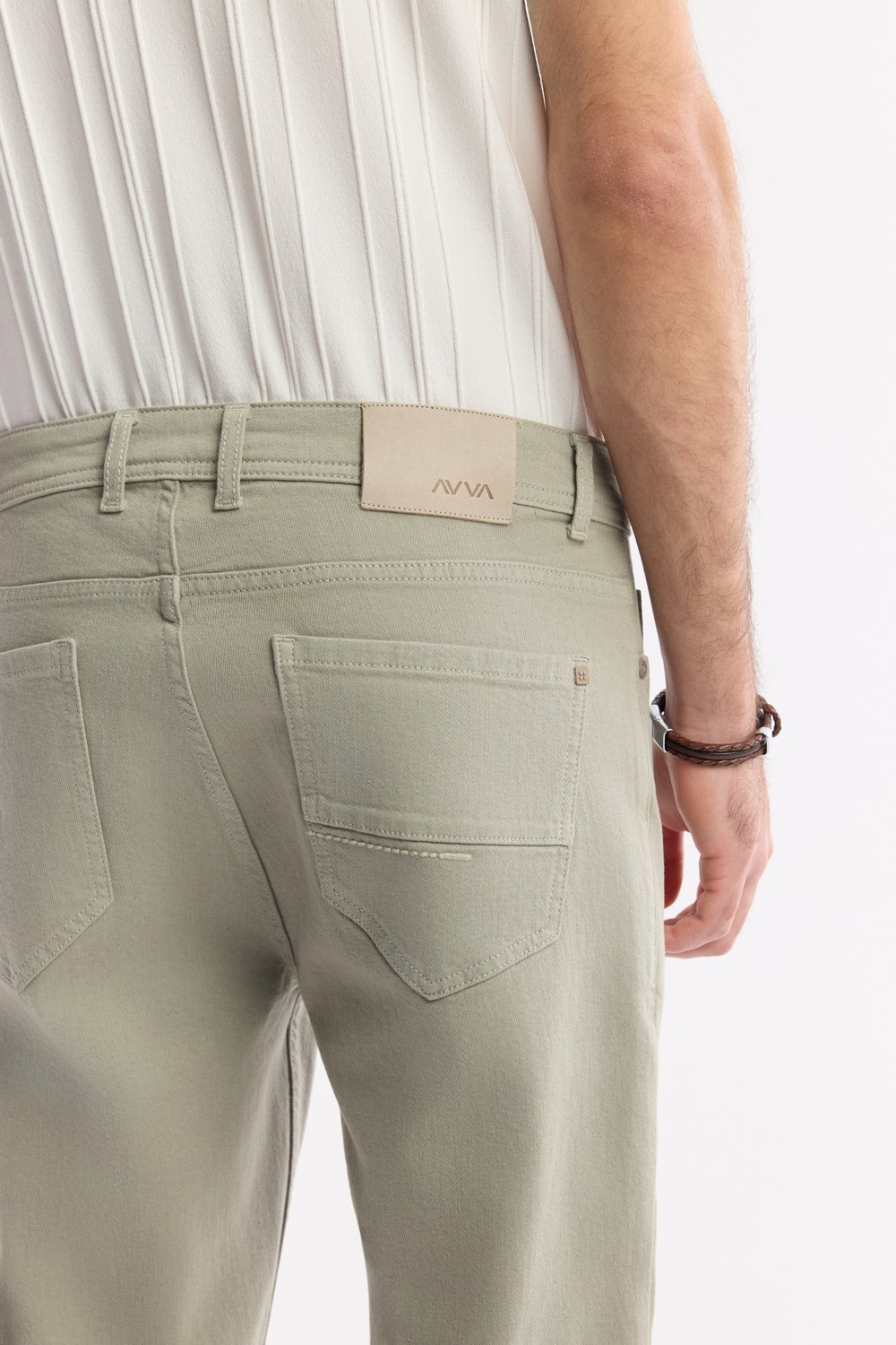 AVVA Erkek Haki Berlin Slim Fit Jean Pantolon %93 Pamuklu Elastan Günlük Kullanım İçin Konforlu A51Y3515 görsel 5