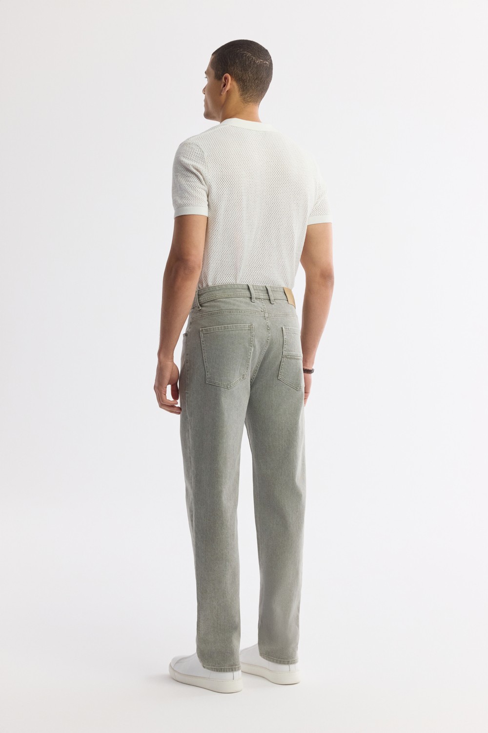 AVVA Erkek Haki Klasik Bel %100 Pamuk Eskitme Yıkamalı Tokyo Straight Fit Jean Pantolon A51Y3542 görsel 3