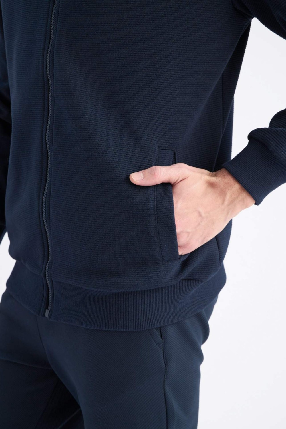 DeFacto Relax Fit Kolej Yaka Dokulu Bomber Hırka D7930AX25SP görsel 5
