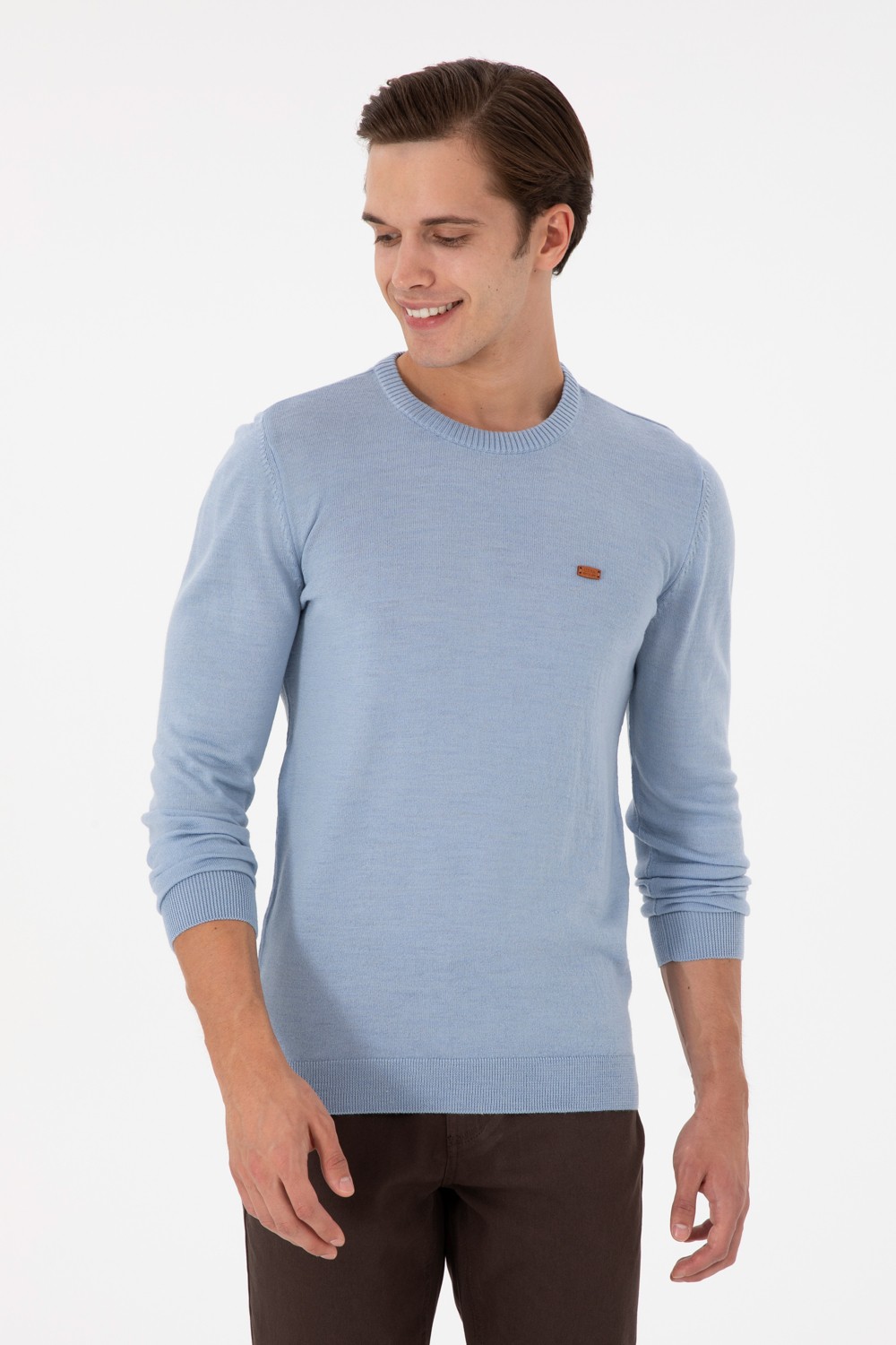 U.S. Polo Assn. Erkek Slim Fit Bisiklet Yaka Antrasit Melanj Kazak 50297040-VR081