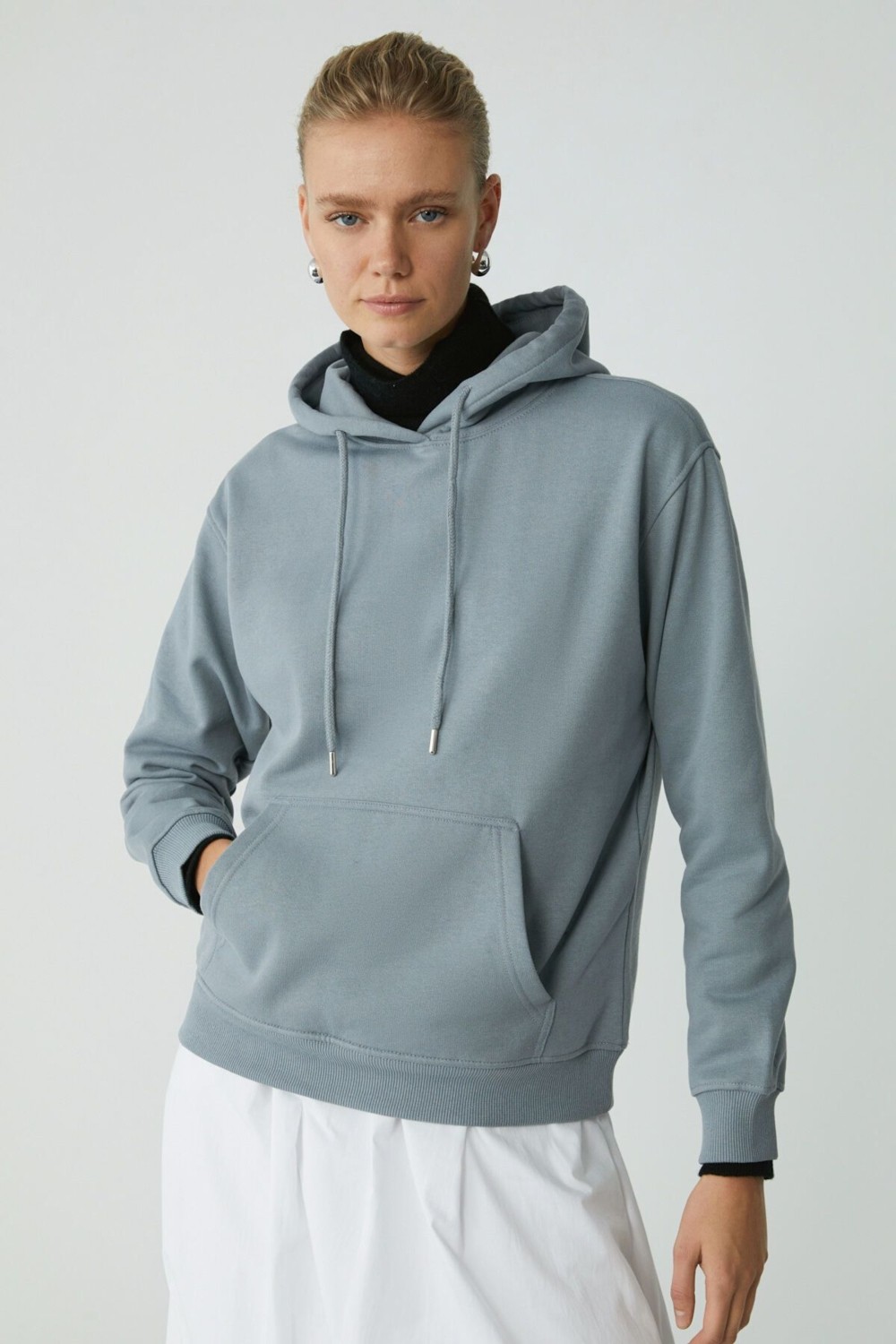 Ethiquet Abelia Kadın Içi Polarlı Yumuşacık Kalın Kumaşlı Kapüşonlu Comfort Fit Siyah Sweatshirt