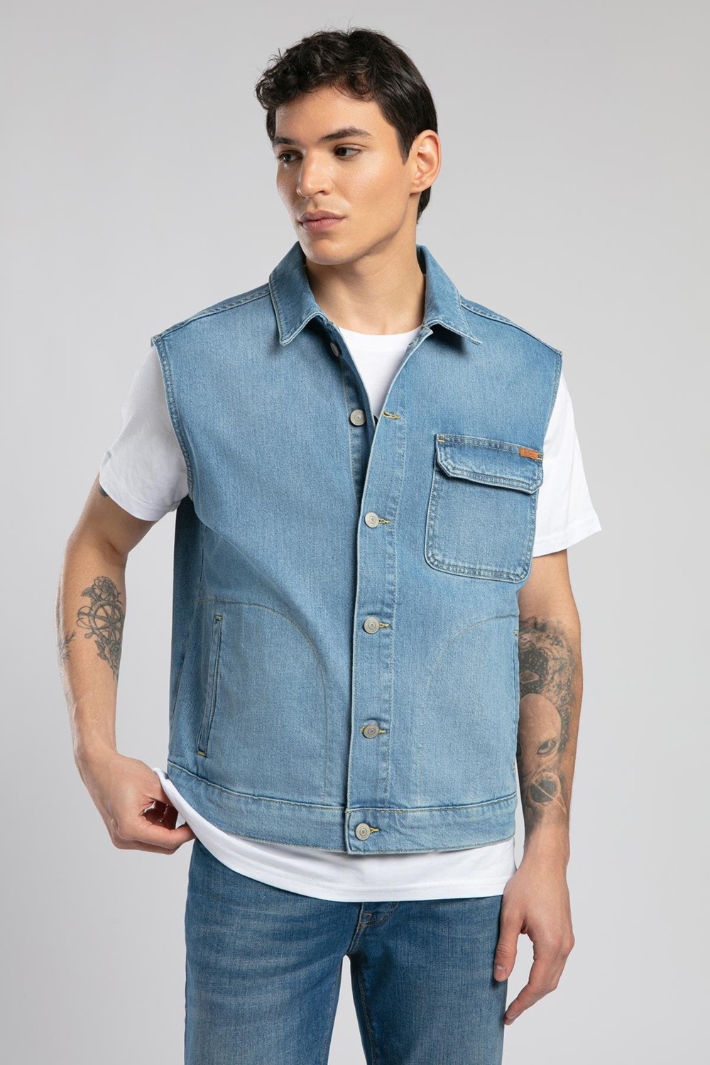 Lee Cooper Over Vest Erkek Jean Yelek görsel 2