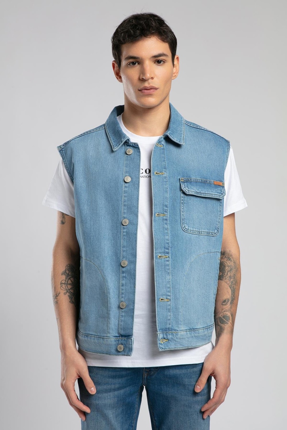 Lee Cooper Over Vest Erkek Jean Yelek görsel 3