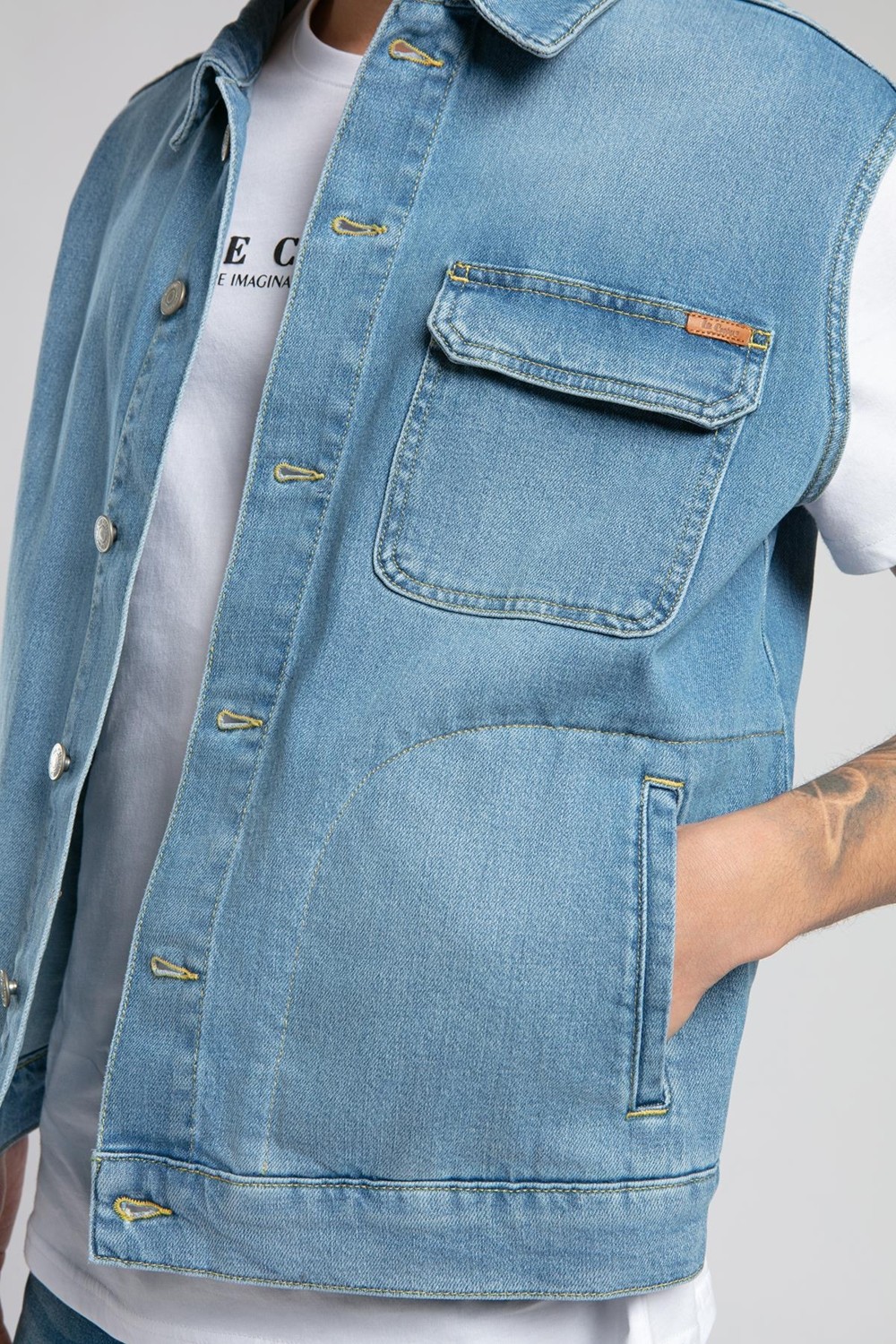 Lee Cooper Over Vest Erkek Jean Yelek görsel 5