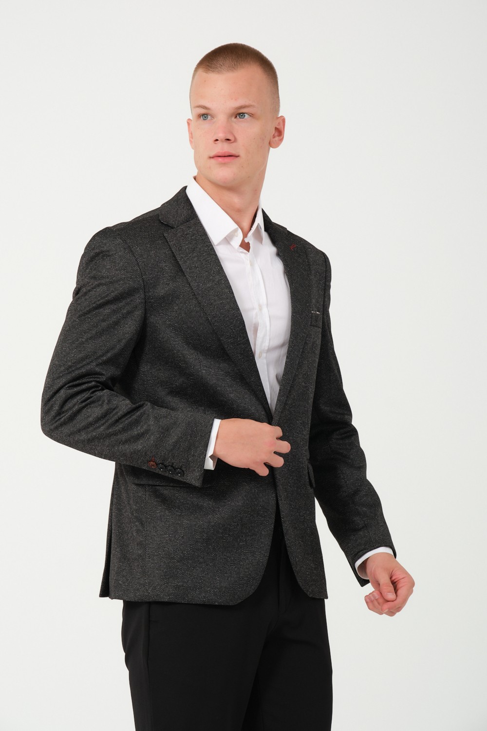 Bonesti Erkek Slim Fit Blazer Ceket Antrasit Kırçıllı görsel 2