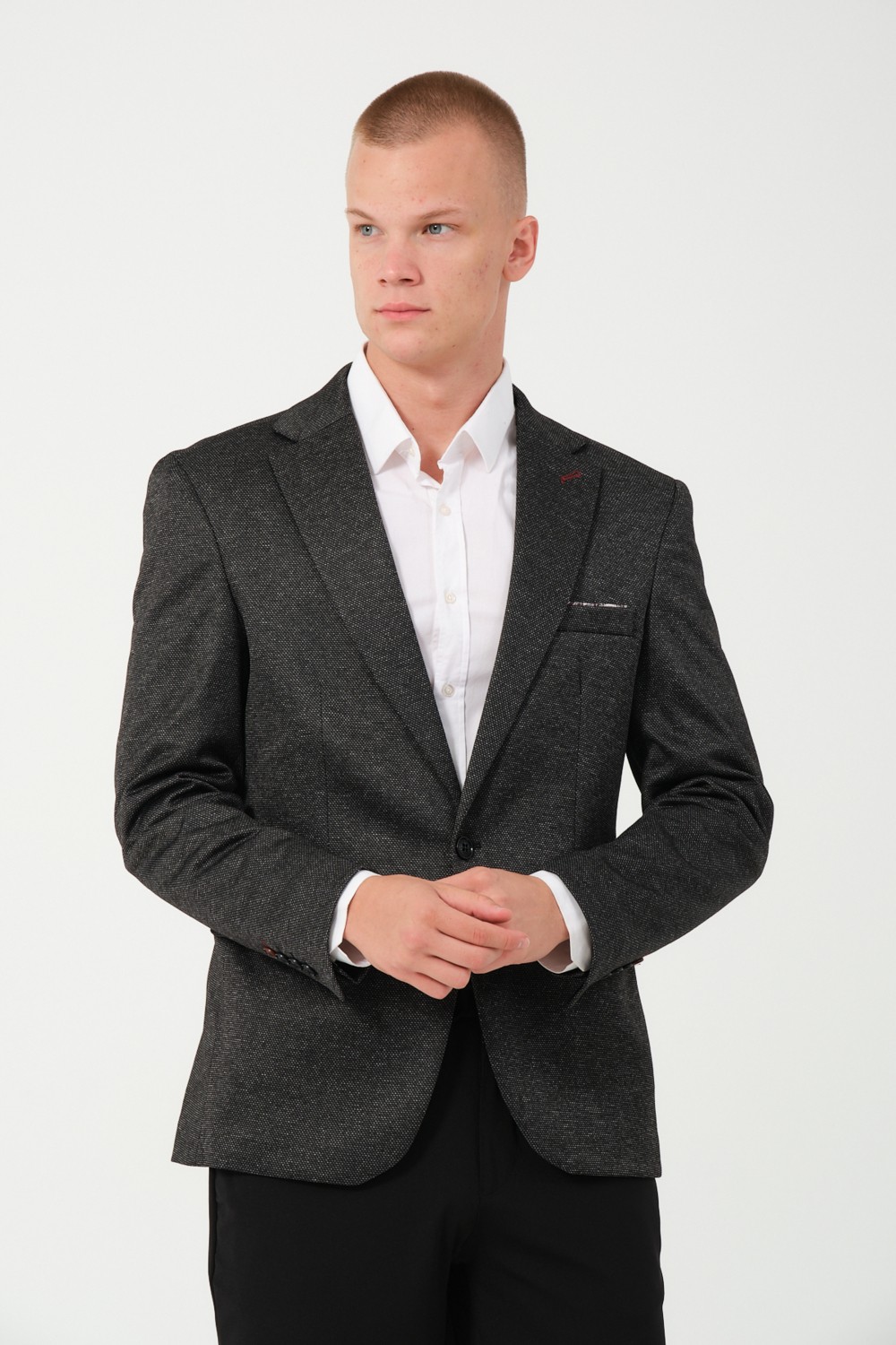 Bonesti Erkek Slim Fit Blazer Ceket Antrasit Kırçıllı görsel 3