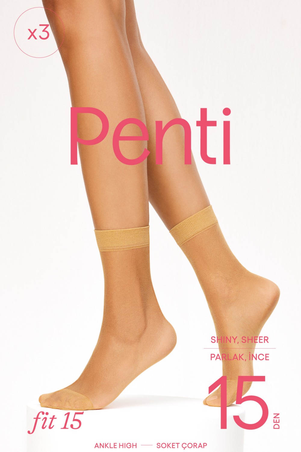 Penti Fit 15 Açık Ten 3lü Soket Çorap görsel 2