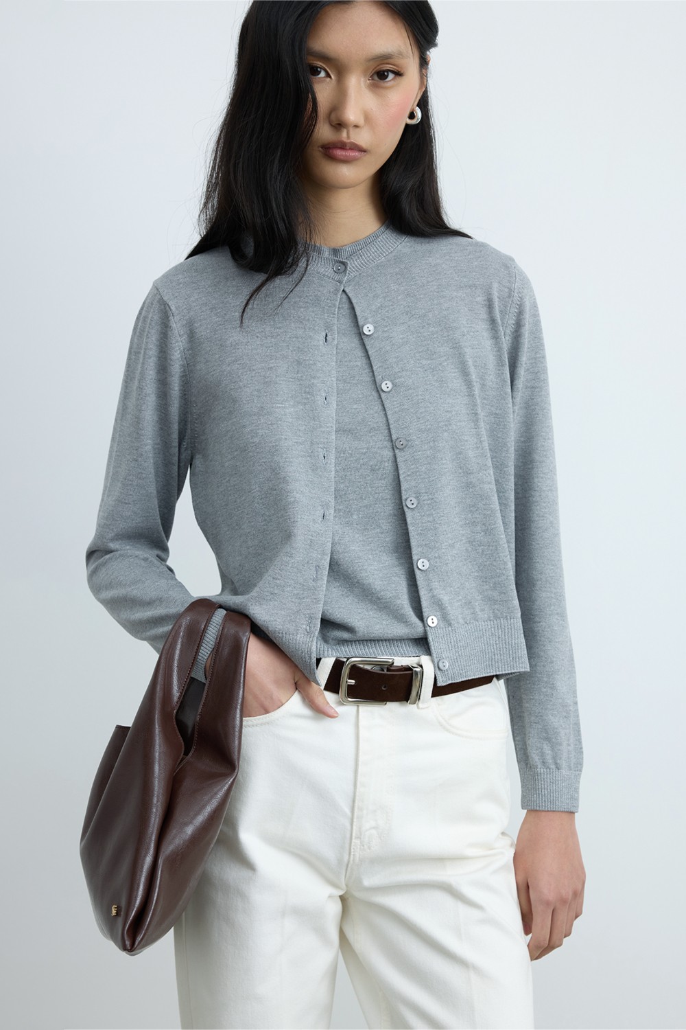 Suud Collection Ekru Lea Triko Hırka görsel 3
