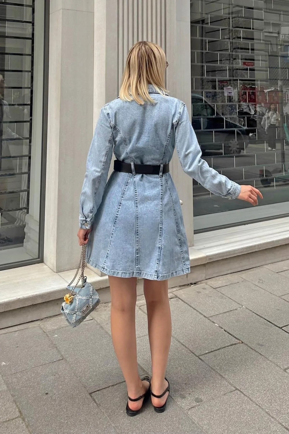 Asia Denim Woman Asia Denim Women Kadın Kot Elbise Kemer Detaylı görsel 2