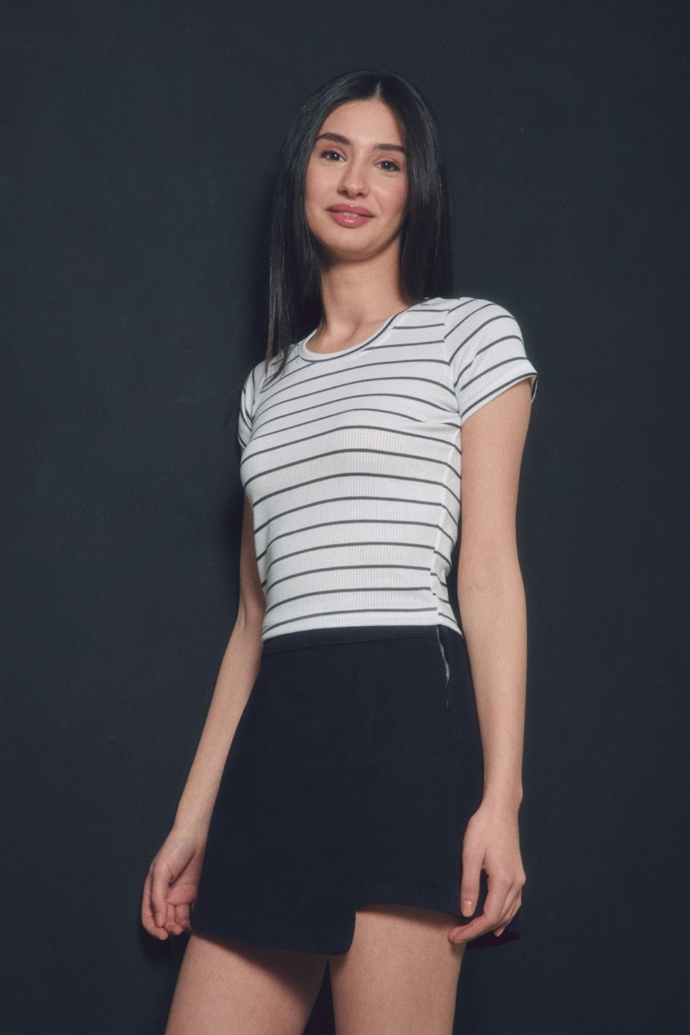 FullaModa Gabardin Yandan Fermuarlı Şort Etek görsel 2