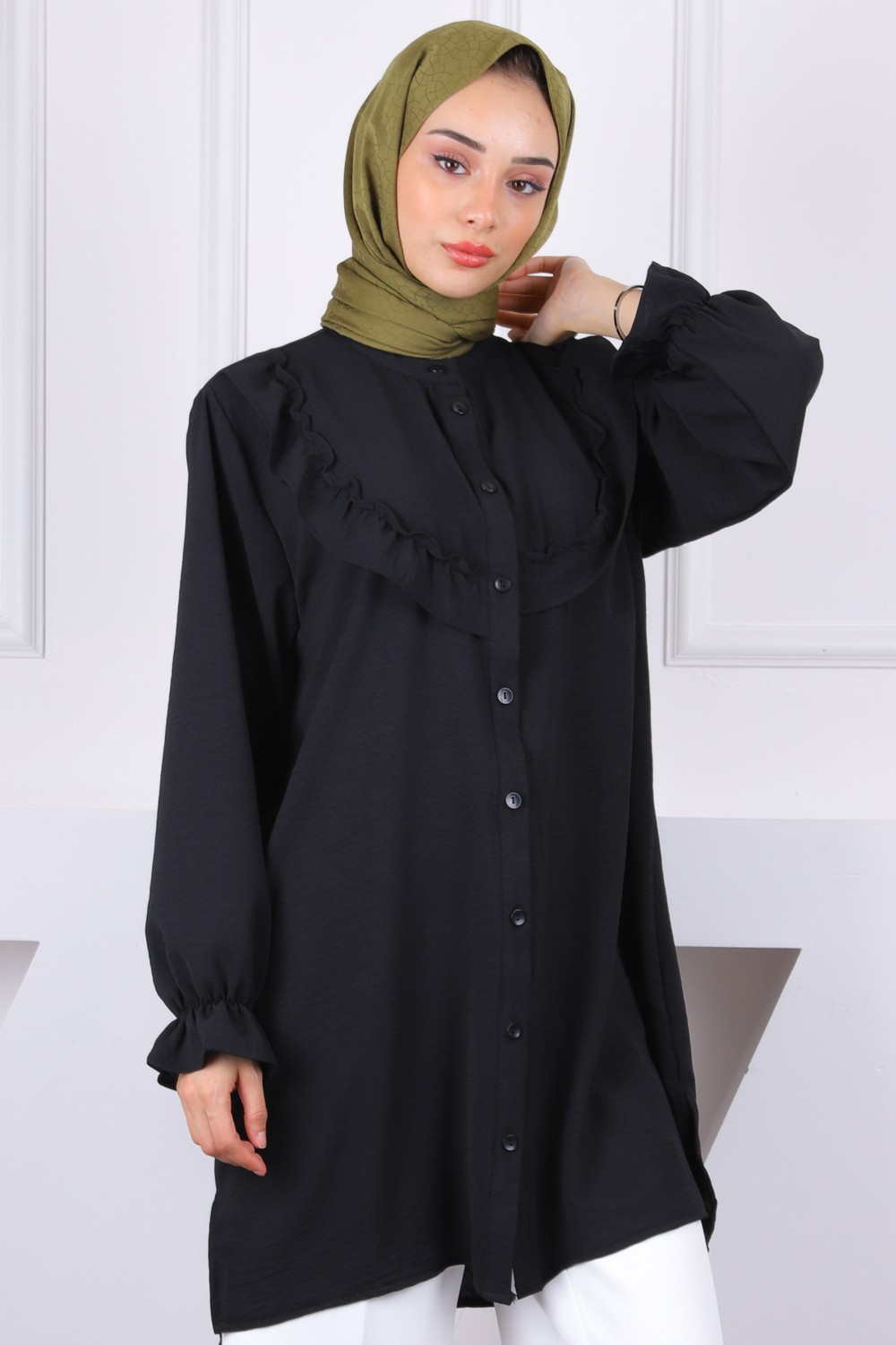 İmaj Butik Siyah Önü Fırfırlı Ayrobin Tunik görsel 2