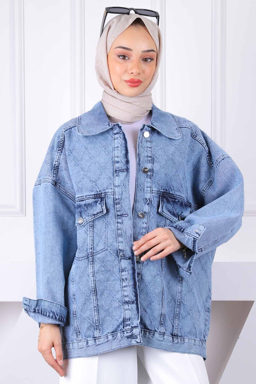 İmaj Butik Siyah Lazer Kesim Kot Ceket