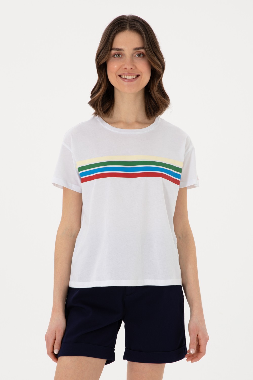 U.S. Polo Assn. Kadın Lacivert Bisiklet Yaka Tişört 50308639-VR033
