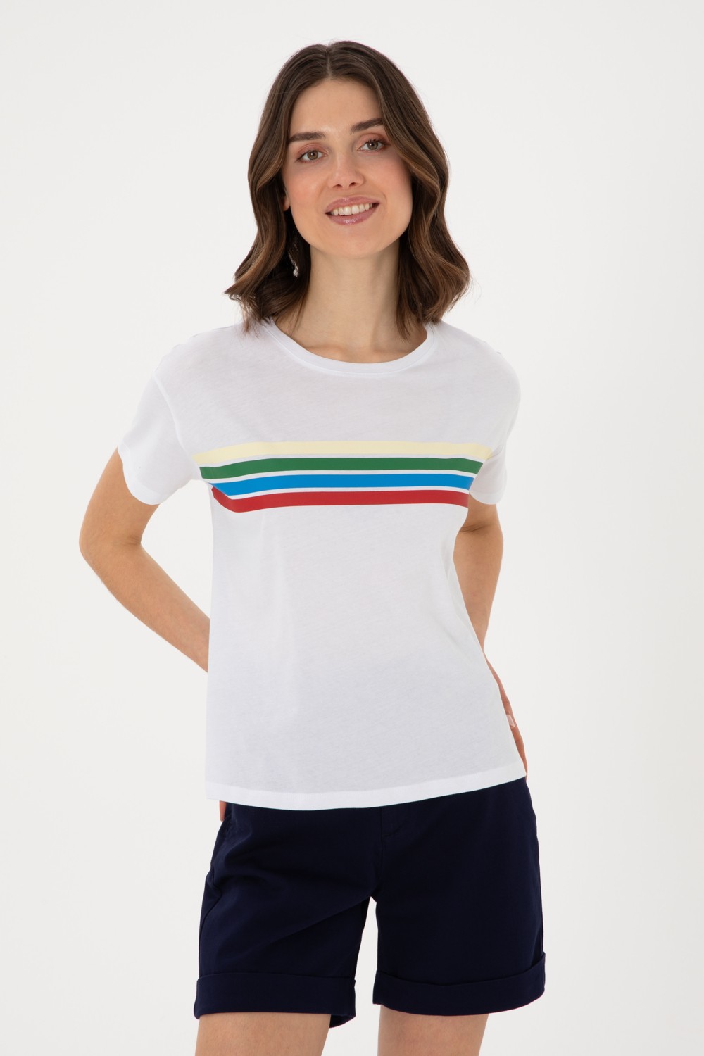U.S. Polo Assn. Kadın Lacivert Bisiklet Yaka Tişört 50308639-VR033 görsel 3