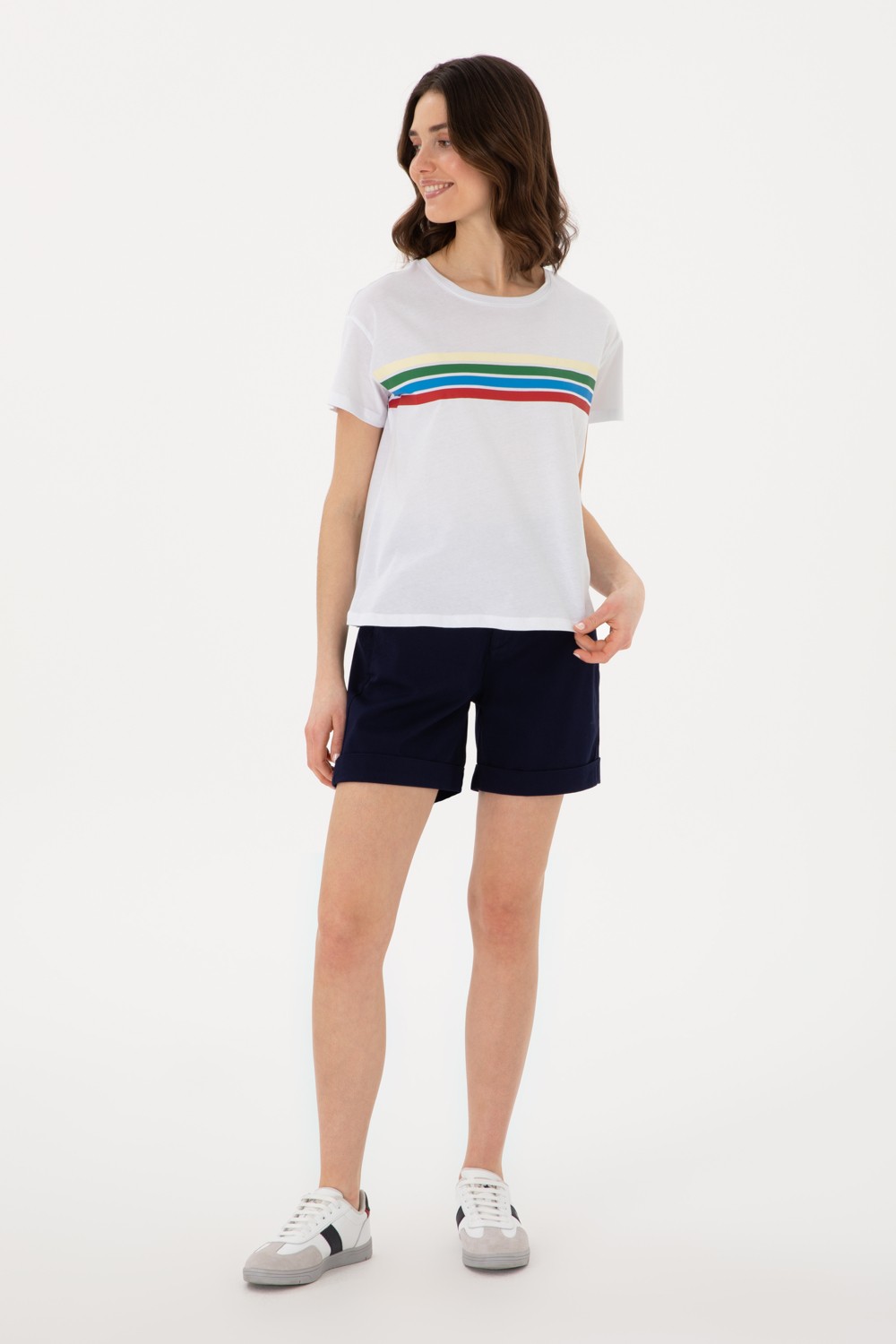 U.S. Polo Assn. Kadın Lacivert Bisiklet Yaka Tişört 50308639-VR033 görsel 4
