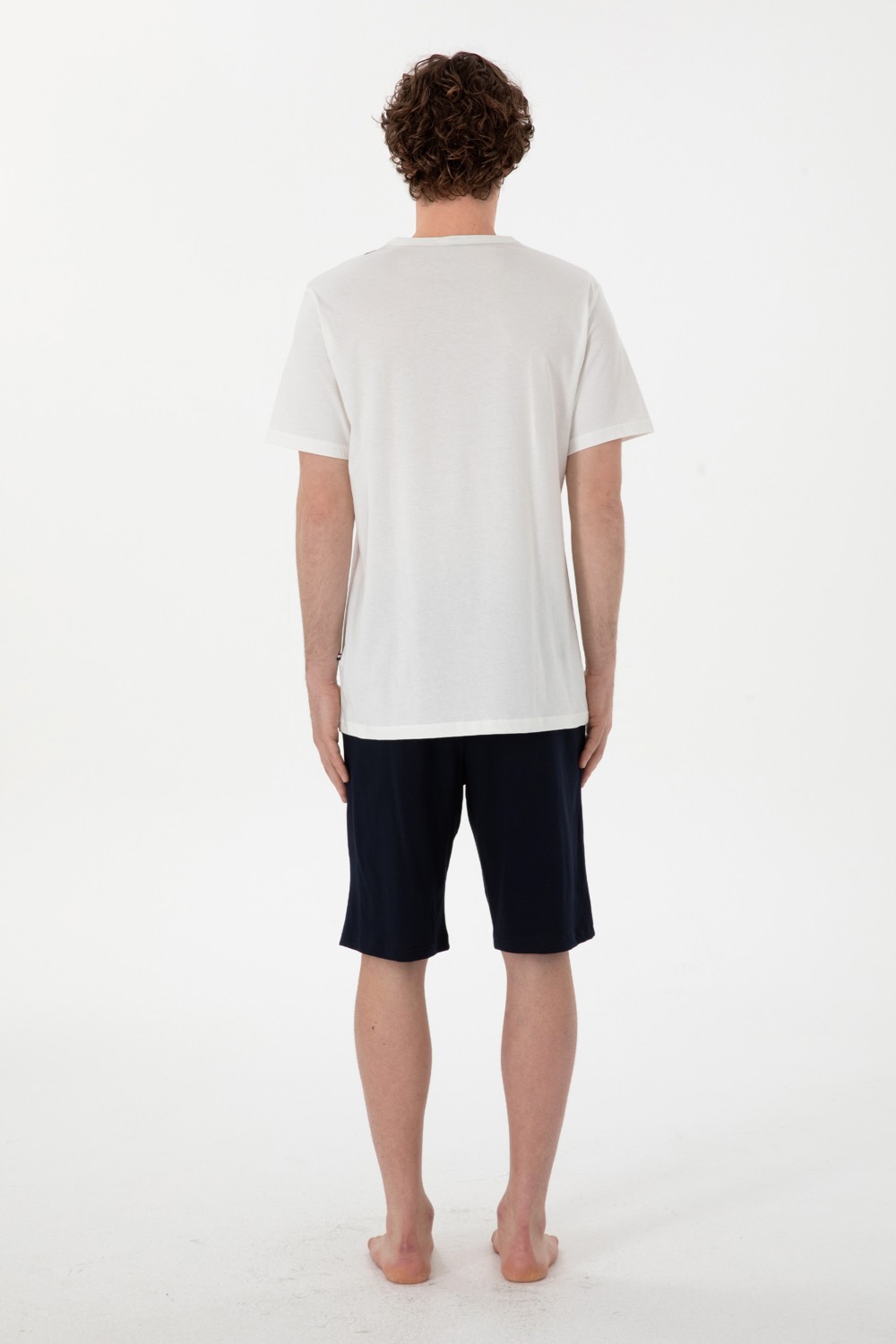 U.S. Polo Assn. Erkek Bisiklet Yaka Beyaz Pijama Takımı 50309355-VR013 görsel 5