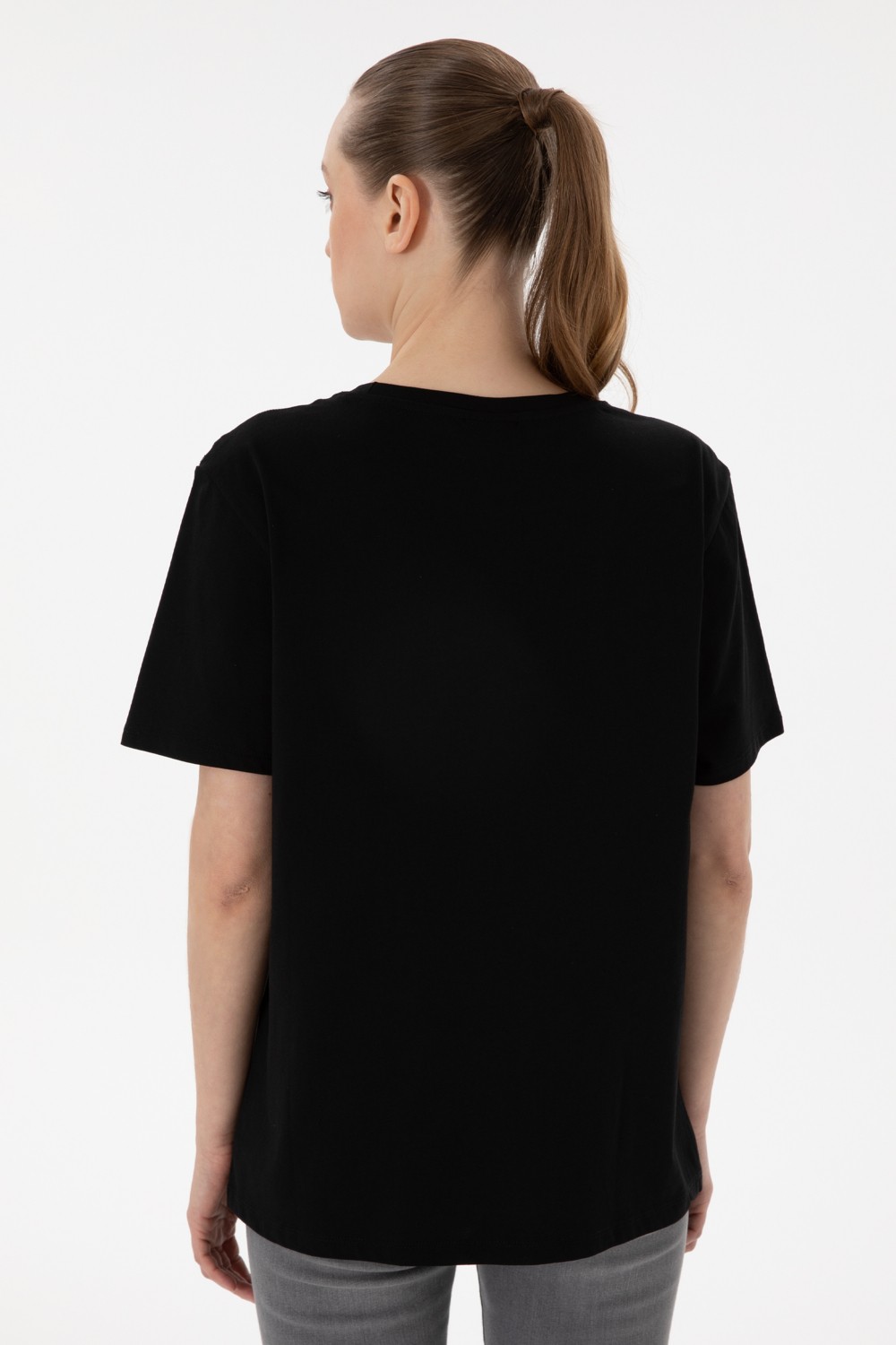 U.S. Polo Assn. Kadın Kırmızı Bisiklet Yaka Basic Tişört 50300850-VR171 görsel 5