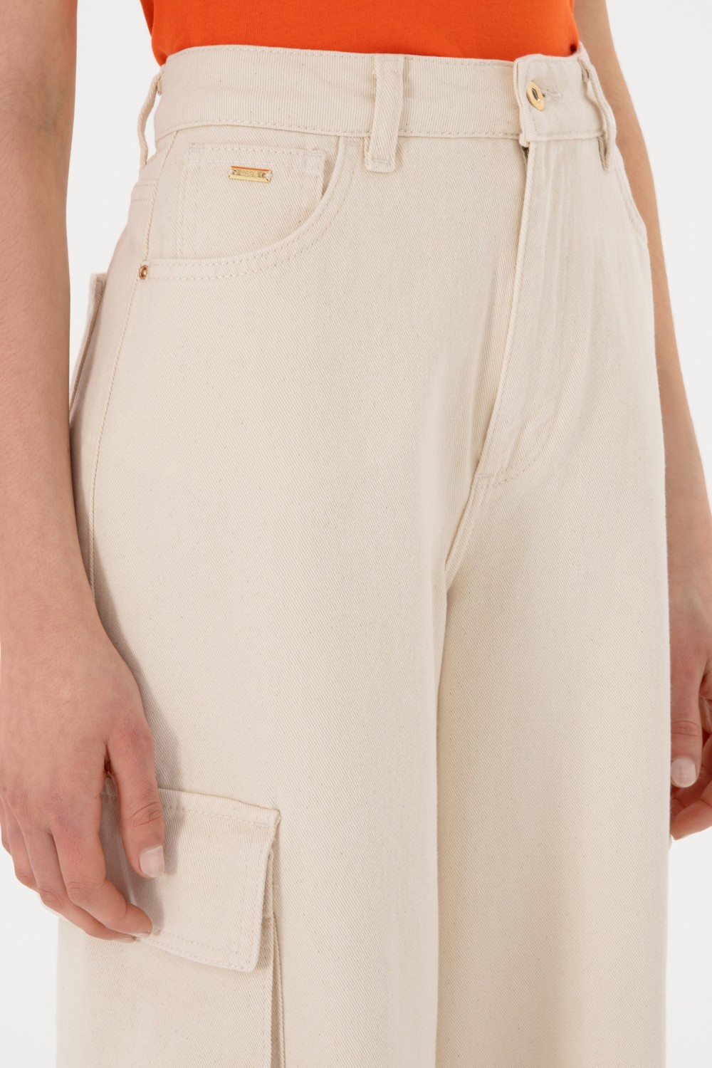 U.S. Polo Assn. Kadın Ekru Kargofit Jean Pantolon 50304313-VR019 görsel 5