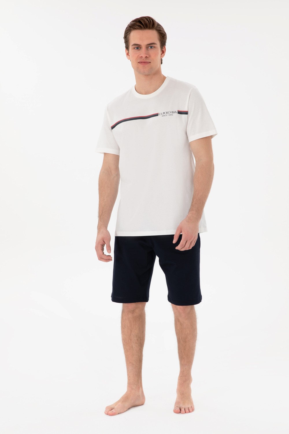 U.S. Polo Assn. Erkek Bisiklet Yaka Antrasit Melanj Pijama Takımı 50309174-VR081