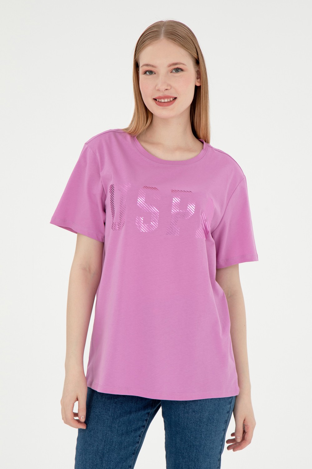 U.S. Polo Assn. Kadın Kırmızı Bisiklet Yaka Basic Tişört 50300850-VR171
