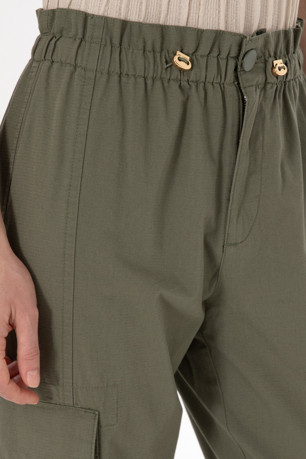 U.S. Polo Assn. Kadın Açık Gri Jogger Fit Kanvas Pantolon 50300356-VR001 görsel 5