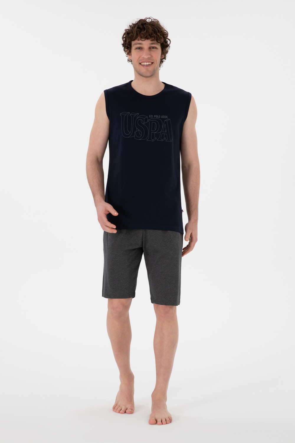 U.S. Polo Assn. Erkek Bisiklet Yaka Lacivert Pijama Takımı 50309807-VR033