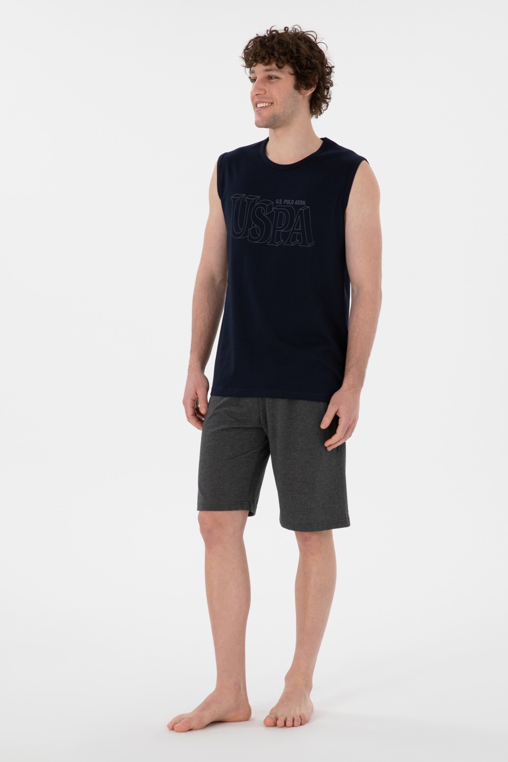 U.S. Polo Assn. Erkek Bisiklet Yaka Lacivert Pijama Takımı 50309807-VR033 görsel 4