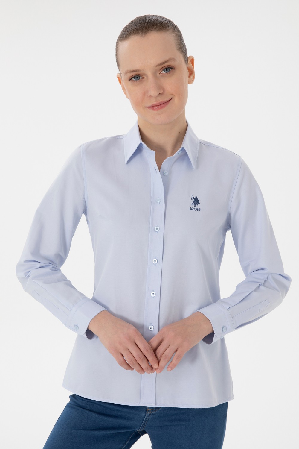 U.S. Polo Assn. Kadın Açık Mavi Gömlek Basic 50298095-VR003 görsel 3