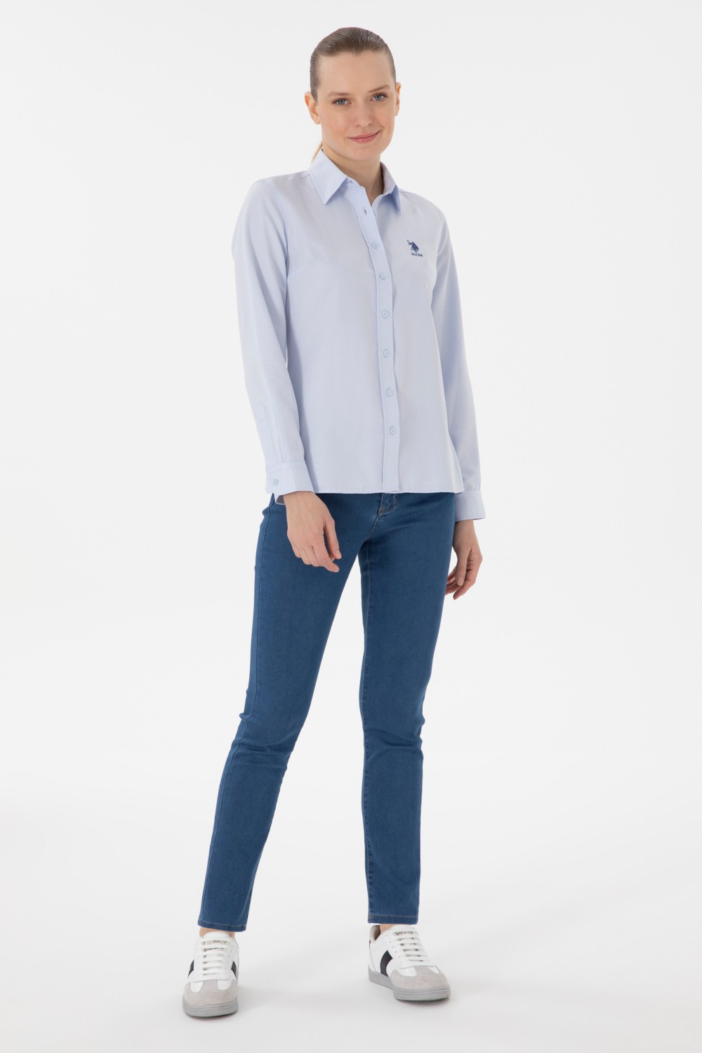U.S. Polo Assn. Kadın Açık Mavi Gömlek Basic 50298095-VR003 görsel 4