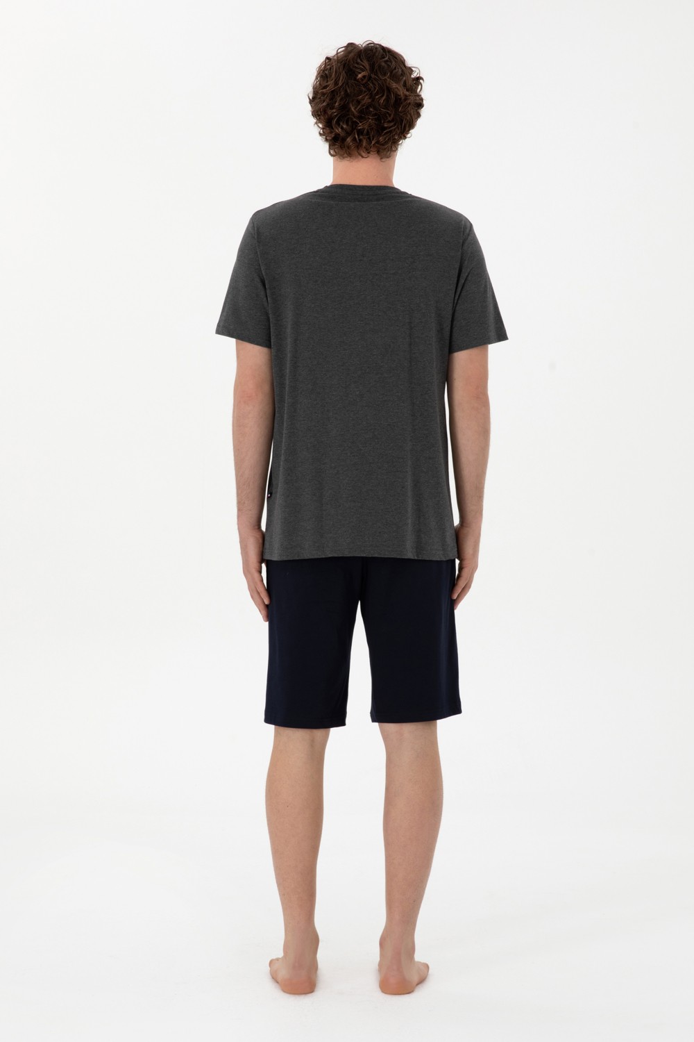 U.S. Polo Assn. Erkek Bisiklet Yaka Antrasit Melanj Pijama Takımı 50309174-VR081 görsel 5