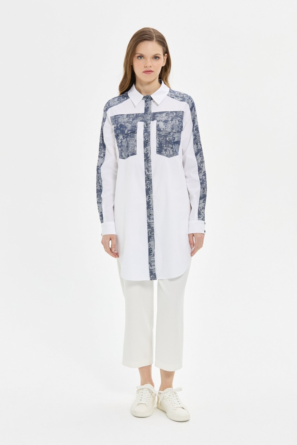Esswaap Jakar Denim Kombinli Koton Tunik Laci