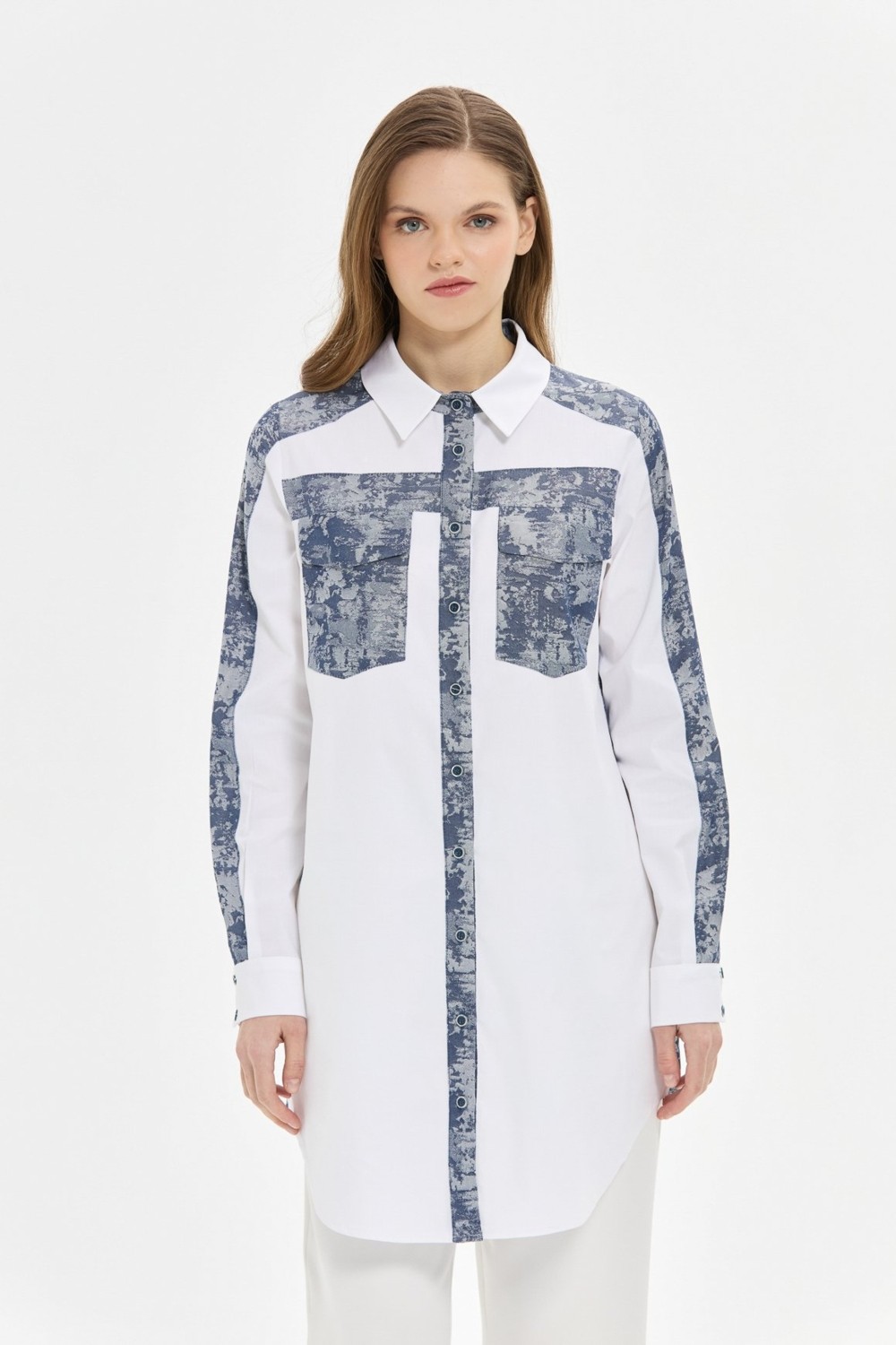 Esswaap Jakar Denim Kombinli Koton Tunik Laci görsel 2