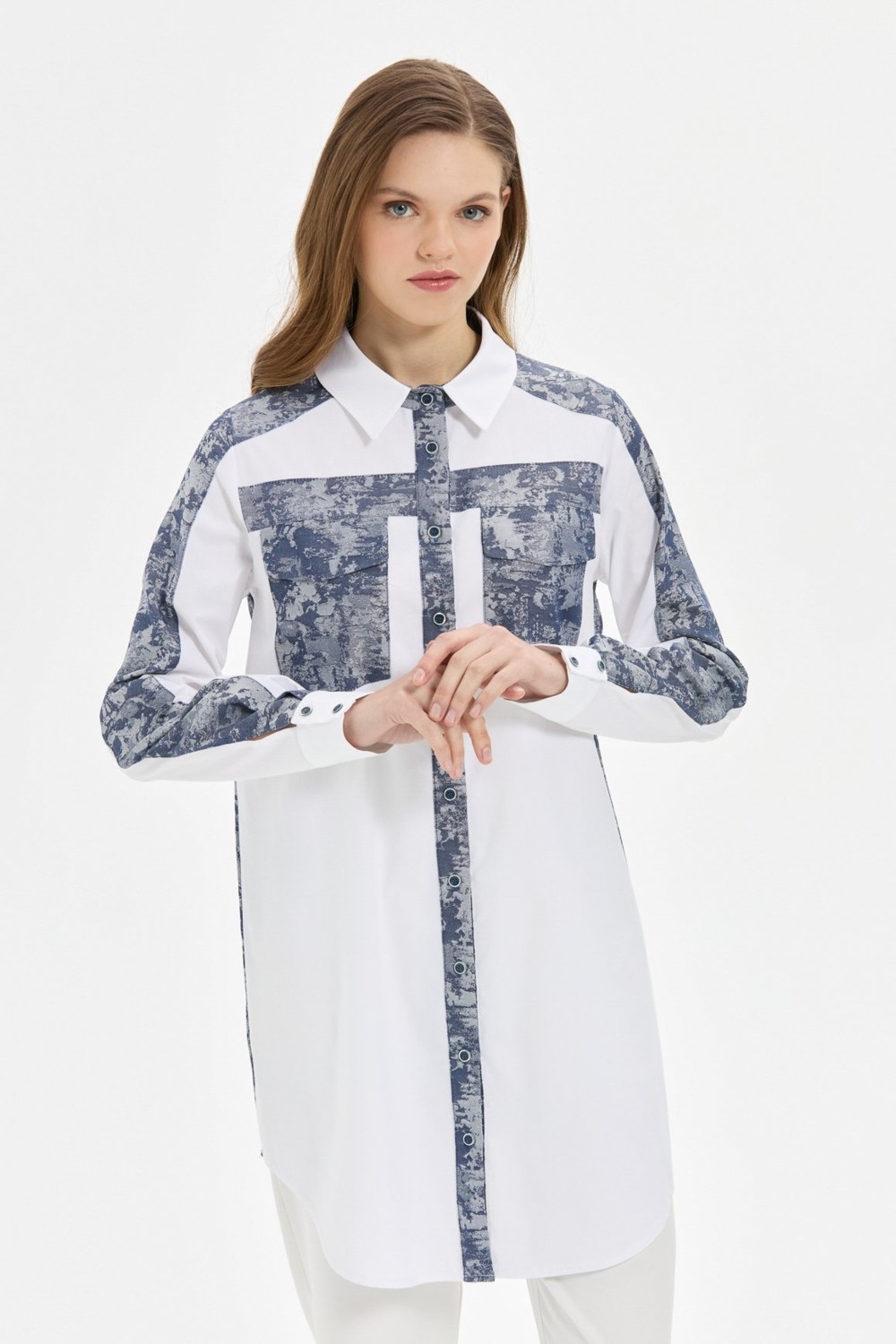 Esswaap Jakar Denim Kombinli Koton Tunik Laci görsel 3