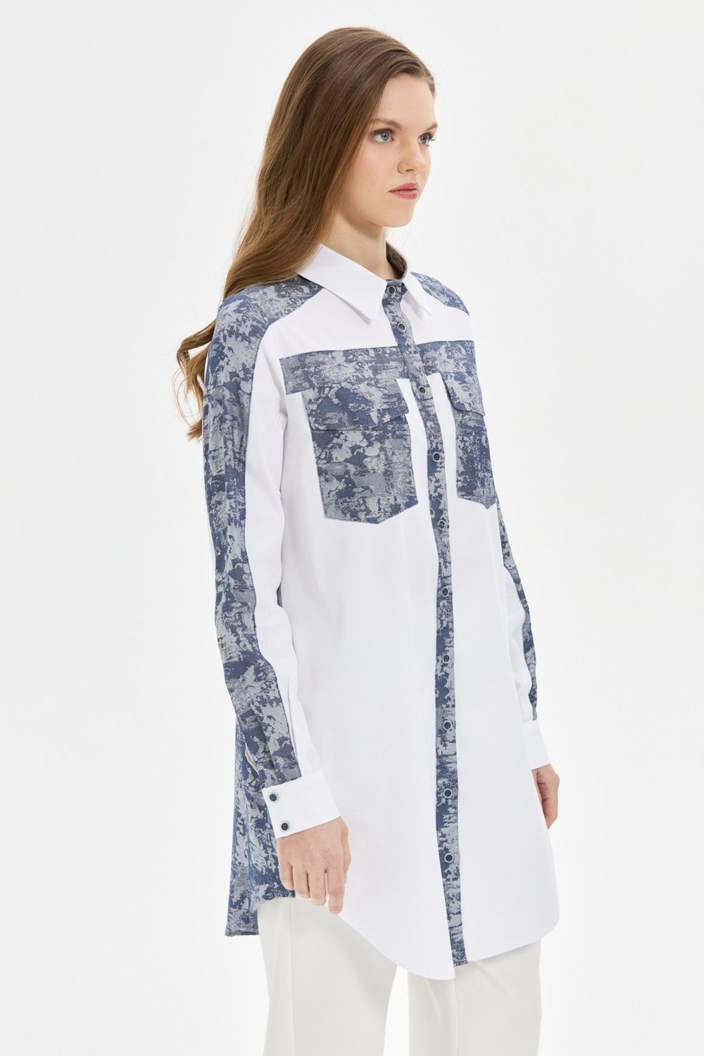Esswaap Jakar Denim Kombinli Koton Tunik Laci görsel 5