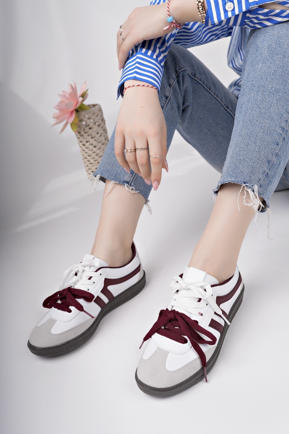 Muggo Retro Çift Bağcıklı Günlük Kadın Sneaker Spor Ayakkabı görsel 6