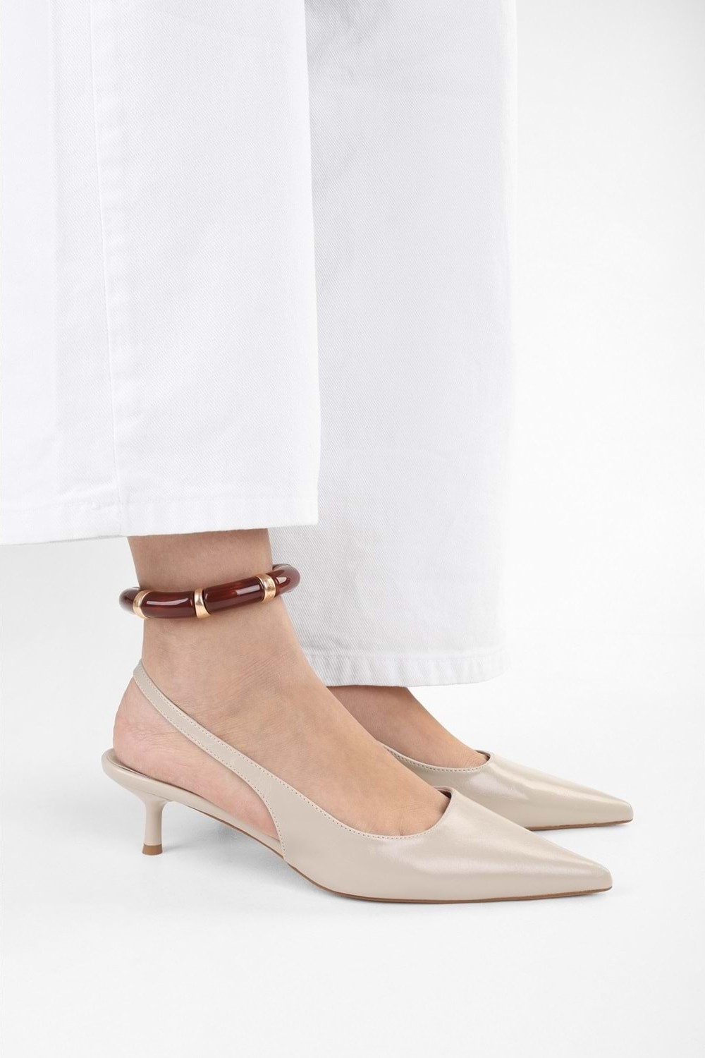 Shoeberry Kadın Kate Ekru Cilt Stiletto görsel 2