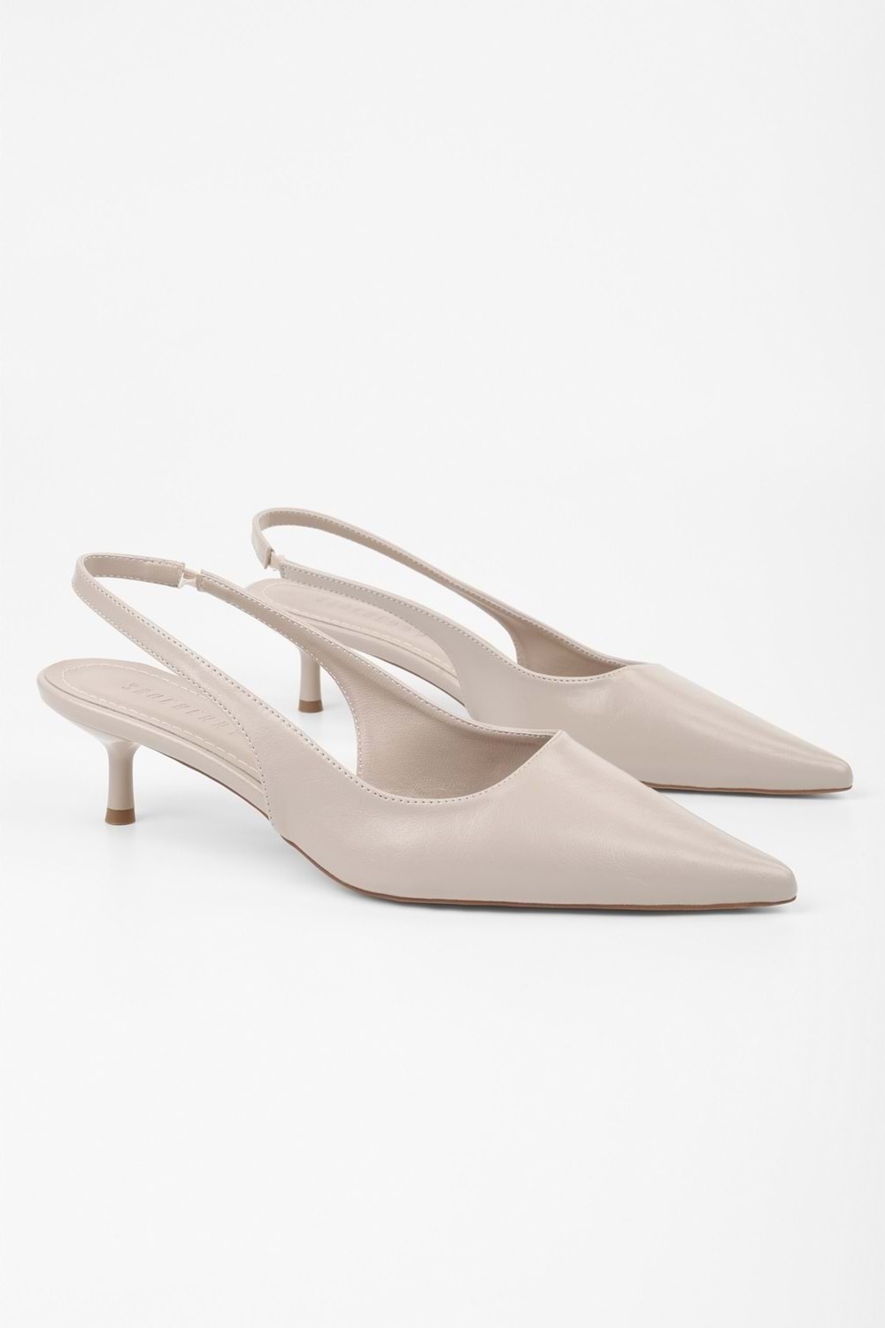 Shoeberry Kadın Kate Ekru Cilt Stiletto görsel 4