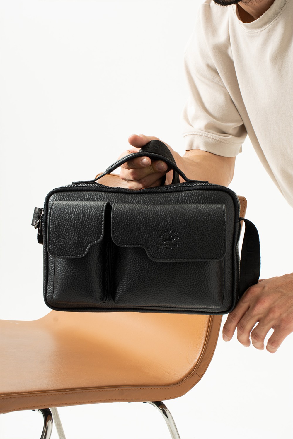 West Polo Westpolo Vegan Deri Tablet Evrak El ve Omuz Mıknatıslı Kapaklı Unisex Postacı Çantası - Kahverengi görsel 7