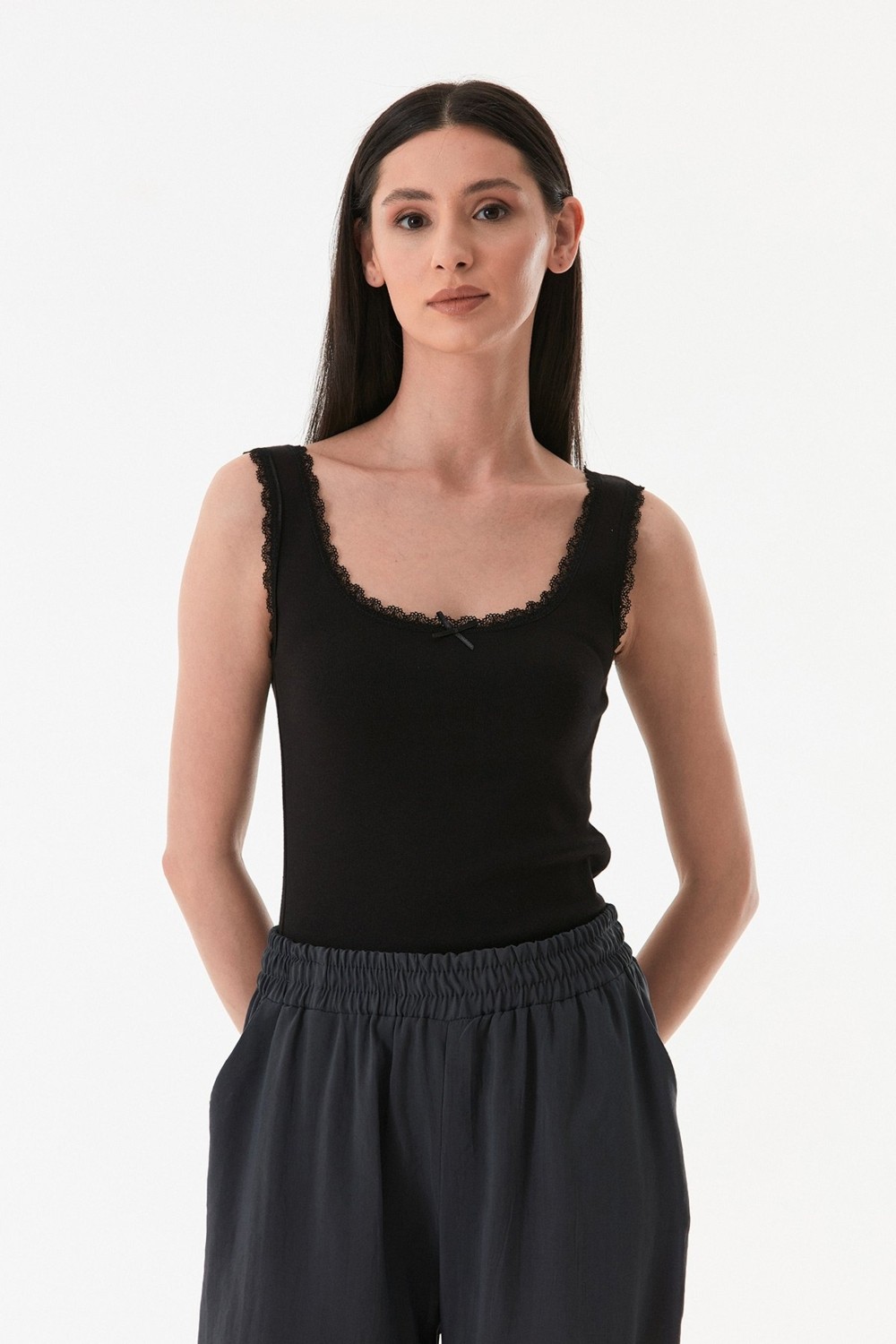 FullaModa Basic Dantelli Askılı Body