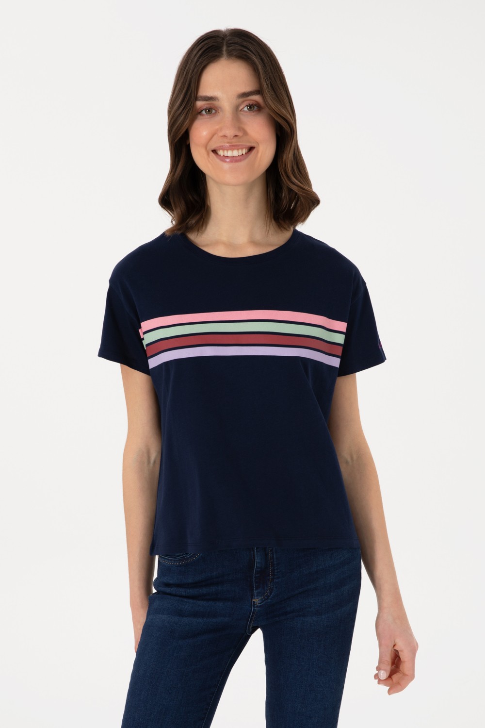 U.S. Polo Assn. Kadın Lacivert Bisiklet Yaka Tişört 50308639-VR033 görsel 7