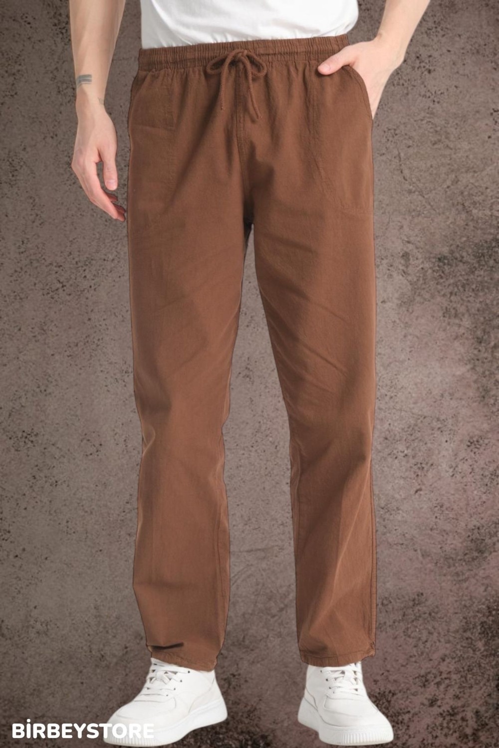 BirbeyStore Yazlık Keten Pantolon Ham Bez Eşofman Beli Lastikli Unisex Rahat Kalıp Hambez Büyük Beden Alt Eşofman %100 Pamuk