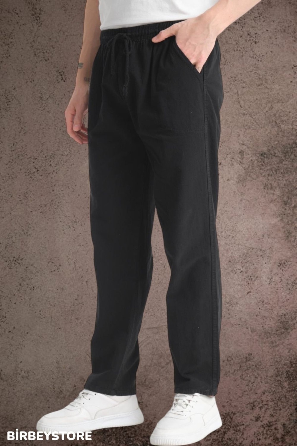 BirbeyStore Yazlık Keten Pantolon Ham Bez Eşofman Beli Lastikli Unisex Rahat Kalıp Hambez Büyük Beden Alt Eşofman %100 Pamuk