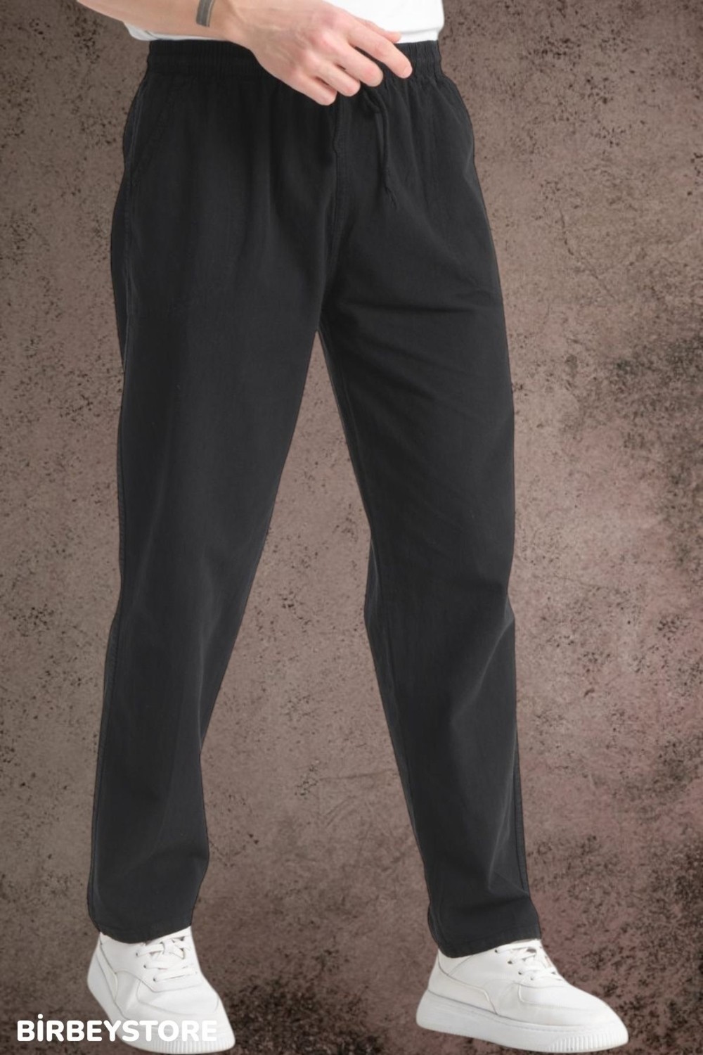 BirbeyStore Yazlık Keten Pantolon Ham Bez Eşofman Beli Lastikli Unisex Rahat Kalıp Hambez Büyük Beden Alt Eşofman %100 Pamuk görsel 3